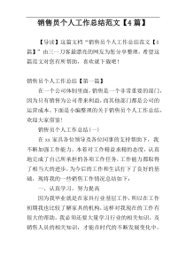 销售员个人工作总结范文【4篇】