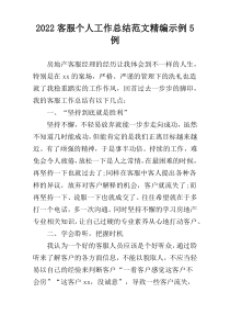 2022客服个人工作总结范文精编示例5例
