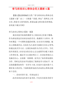 青马班培训心得体会范文最新4篇