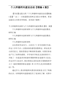 个人师德师风建设总结【精编4篇】