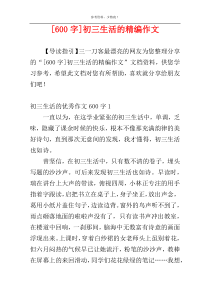 [600字]初三生活的精编作文