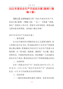 2022年度安全生产月活动方案(案例)（精编2篇）