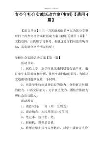 青少年社会实践活动方案(案例)【通用4篇】