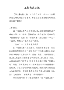 工作亮点3篇