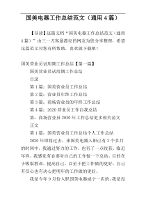 国美电器工作总结范文（通用4篇）