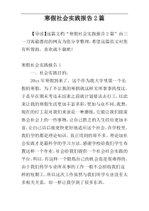 寒假社会实践报告2篇