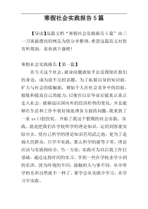 寒假社会实践报告5篇