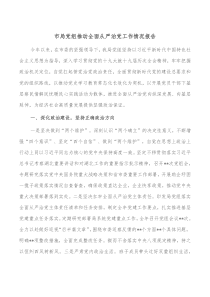 市局党组推动全面从严治党工作情况报告