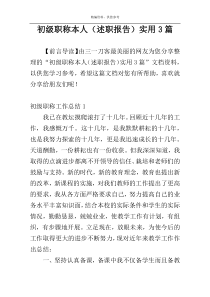 初级职称本人（述职报告）实用3篇