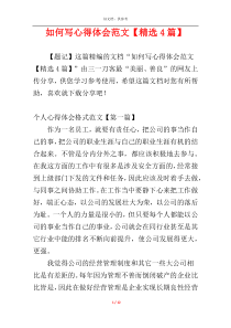 如何写心得体会范文【精选4篇】