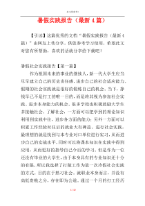 暑假实践报告（最新4篇）