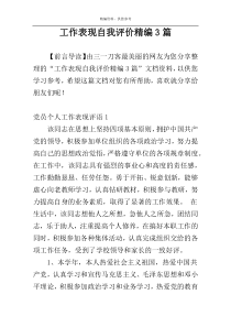 工作表现自我评价精编3篇