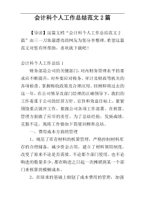 会计科个人工作总结范文2篇