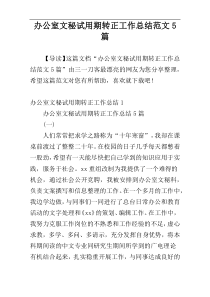 办公室文秘试用期转正工作总结范文5篇
