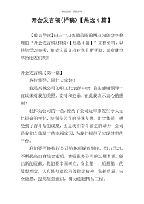 开会发言稿(样稿)【热选4篇】