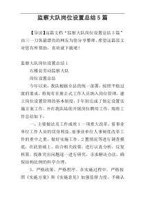 监察大队岗位设置总结5篇