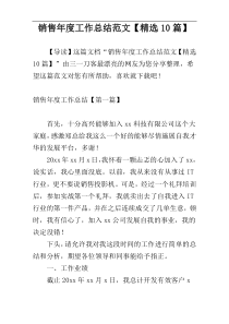 销售年度工作总结范文【精选10篇】