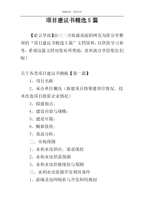 项目建议书精选5篇