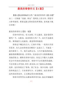 最美的青春作文【4篇】