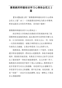 暑期教师师德培训学习心得体会范文2篇