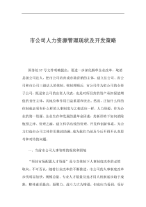 市公司人力资源管理现状及开发策略