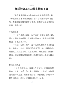 舞蹈初级基本功教案精编3篇