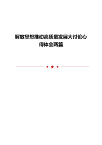 解放思想推动高质量发展大讨论心得体会两篇