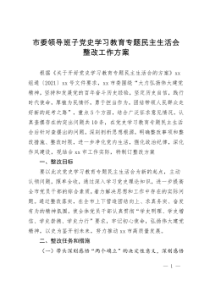 市委领导班子党史学习教育专题民主生活会整改方案