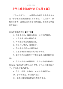 小学生作业批改评语【实用4篇】