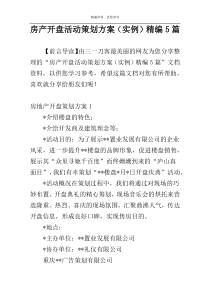 房产开盘活动策划方案（实例）精编5篇
