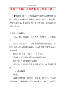 暑假三下乡社会实践报告（参考5篇）