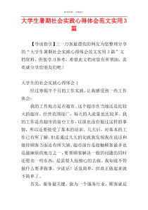 大学生暑期社会实践心得体会范文实用3篇