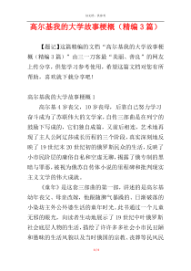 高尔基我的大学故事梗概（精编3篇）
