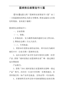 篮球俱乐部策划书5篇