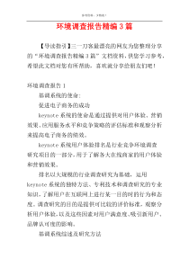 环境调查报告精编3篇