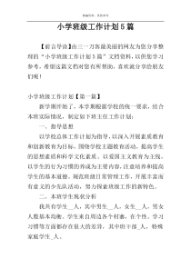 小学班级工作计划5篇