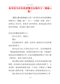 高考因为有你我便繁花似锦作文（精编4篇）