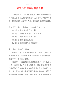 施工员实习总结范例3篇