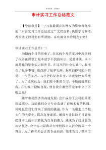 审计实习工作总结范文