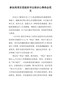 参加局项目党组织书记培训心得体会范文
