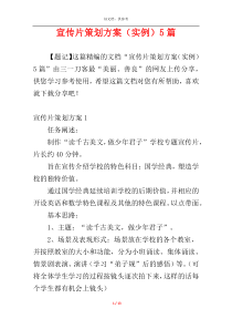 宣传片策划方案（实例）5篇