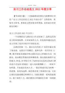 实习工作总结范文2022年度分享