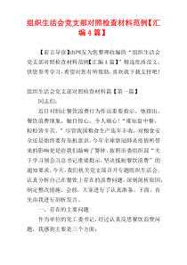 组织生活会党支部对照检查材料范例【汇编4篇】