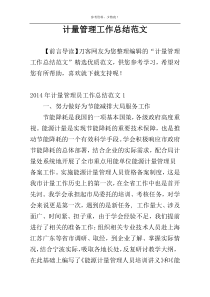 计量管理工作总结范文