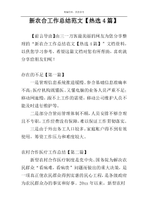 新农合工作总结范文【热选4篇】
