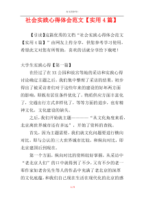 社会实践心得体会范文【实用4篇】