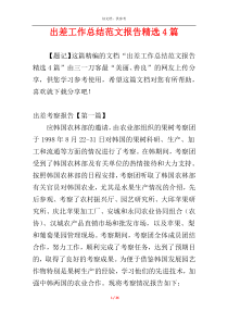 出差工作总结范文报告精选4篇