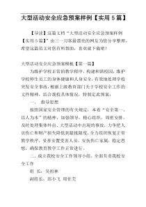 大型活动安全应急预案样例【实用5篇】