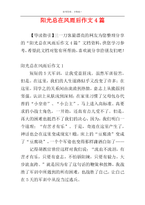 阳光总在风雨后作文4篇