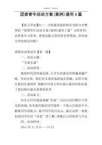 团委青年活动方案(案例)通用4篇